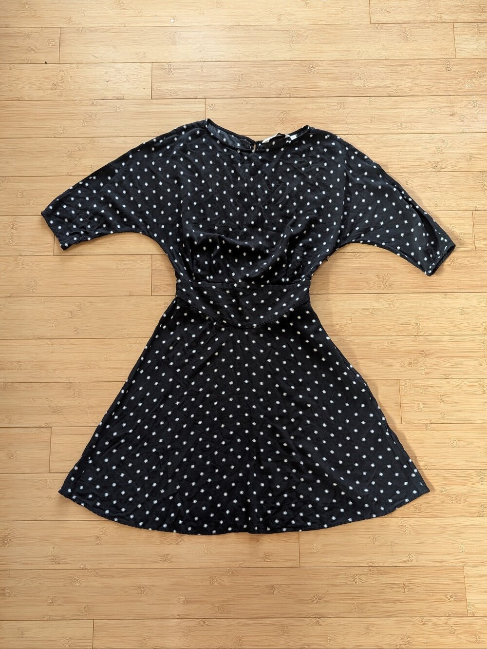 & Other Stories Black Starburst Dolman Sleeve Mini Dress